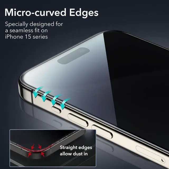 Alt view image 3 of 7 - 3 Pack for iPhone 15 Pro Max Privacy Screen Protector Anti-spy Tempered-Glass Privacy Screen Protector Micro-curved Edges Case Friendly