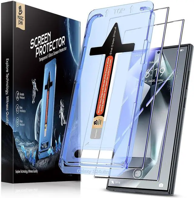 Main image of 2 Pack for  Galaxy S24 Ultra Tempered Glass Screen Protector Auto Dust-Elimination Installation Bubble Free HD Clear Easy Installation