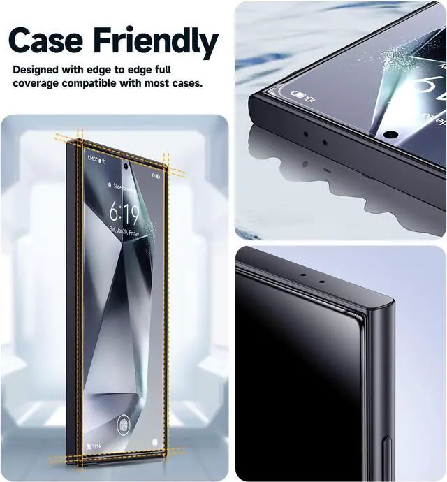 Alt view image 6 of 7 - 2 Pack for  Galaxy S24 Ultra Tempered Glass Screen Protector Auto Dust-Elimination Installation Bubble Free HD Clear Easy Installation