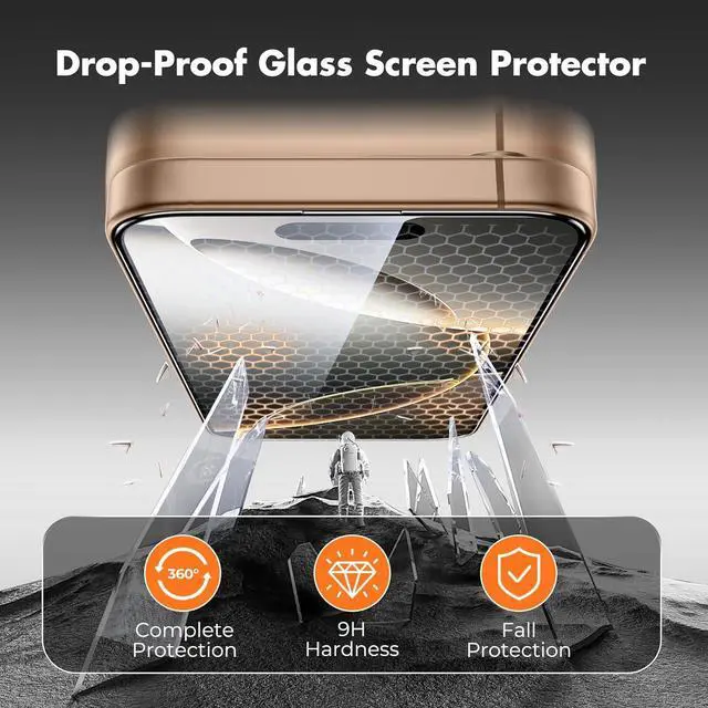 Alt view image 2 of 7 - Screen Protector for iPhone 16 Pro Pack of 3 HD Tempered Glass Screen Protector [Full Coverage] [Easy Installation][Free Bubbles][Only for  iPhone 16 Pro]