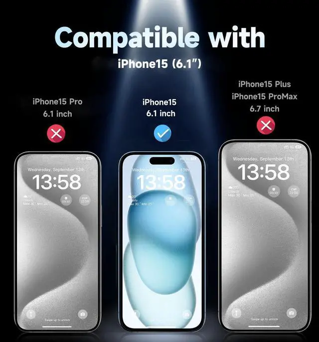 Alt view image 2 of 6 - 2 Pack for iPhone 15 Tempered Glass Screen Protector 6.1 inch [Not Max] Auto Dust-Elimination Installation Bubble Free Dynamic Island Compatible HD Clear Easy Installation