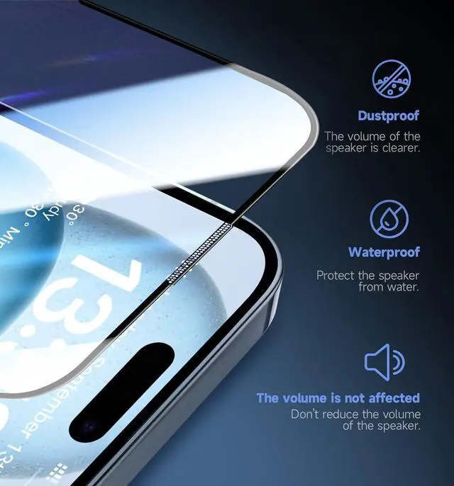 Alt view image 5 of 6 - 2 Pack for iPhone 15 Tempered Glass Screen Protector 6.1 inch [Not Max] Auto Dust-Elimination Installation Bubble Free Dynamic Island Compatible HD Clear Easy Installation