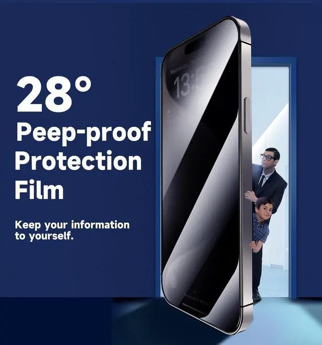 Alt view image 3 of 6 - 2 Pack for iPhone 15 Pro Max 6.7 inch Privacy Glass Screen Protector Auto Dust-Elimination Installation Bubble Free Easy Installation