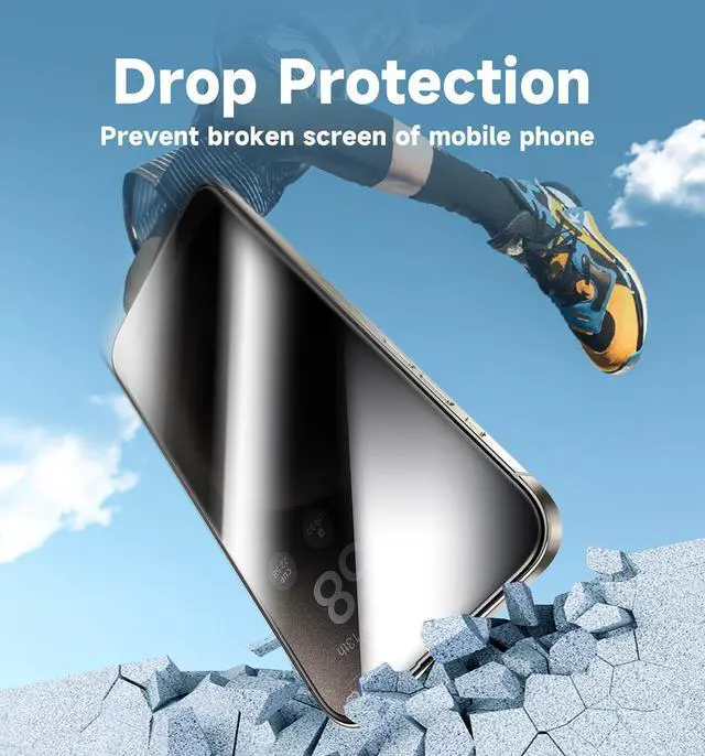 Alt view image 6 of 6 - 2 Pack for iPhone 15 Pro Max 6.7 inch Privacy Glass Screen Protector Auto Dust-Elimination Installation Bubble Free Easy Installation