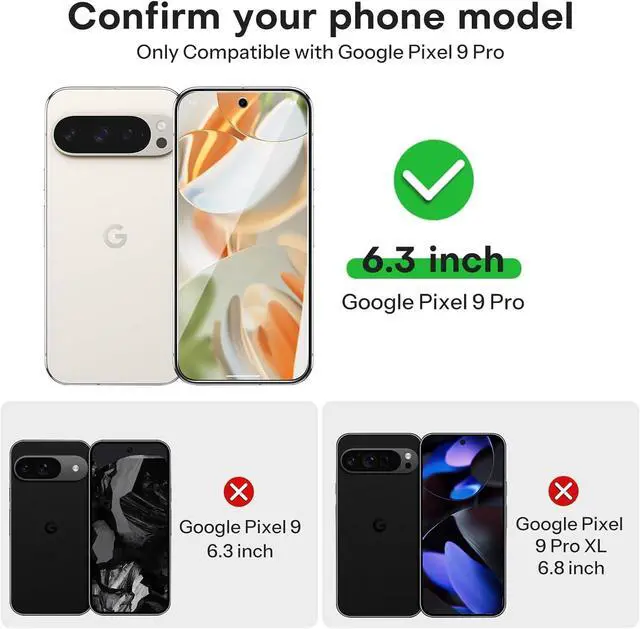 Alt view image 2 of 7 - 3+2 Pack for Google Pixel 9 Pro Screen Protector 3 Pack Tempered Glass Screen Protector & 2 Pack Camera Lens Protector for Pixel 9 Pro 2024 6.3-inch Case Friendly (Not for Pixel 9/9 Pro XL)