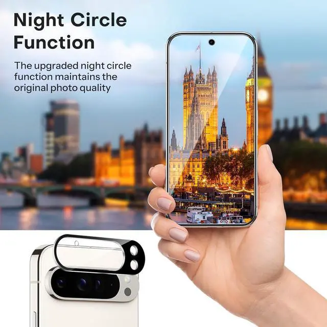 Alt view image 4 of 7 - 3+2 Pack for Google Pixel 9 Pro Screen Protector 3 Pack Tempered Glass Screen Protector & 2 Pack Camera Lens Protector for Pixel 9 Pro 2024 6.3-inch Case Friendly (Not for Pixel 9/9 Pro XL)
