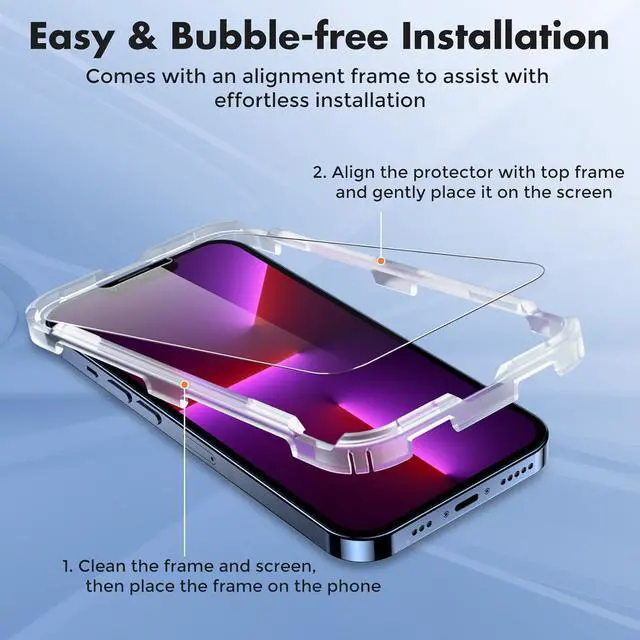 Alt view image 3 of 7 - 2-Pack Screen Protector for iPhone 14 Plus/iPhone 13 Pro Max Double Shatterproof Tempered Glass [Easy Installation] [9H Hardness] [99.99% HD Clear] [Case Friendly] for iPhone 6.7 inch
