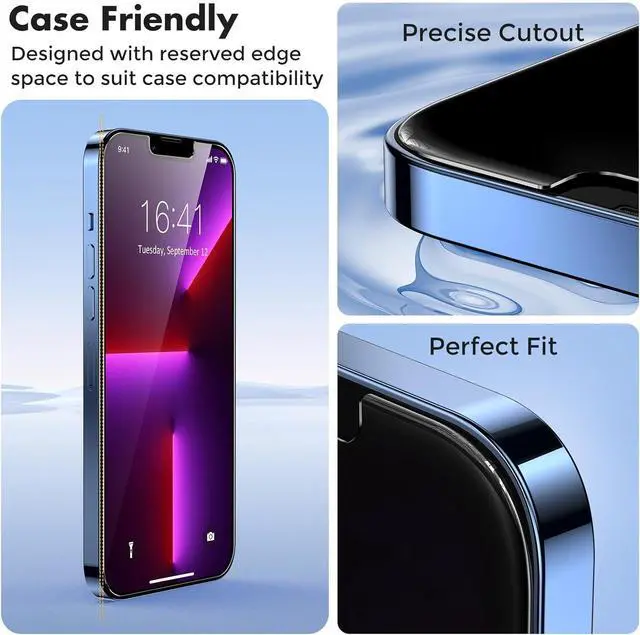 Alt view image 5 of 7 - 2-Pack Screen Protector for iPhone 14 Plus/iPhone 13 Pro Max Double Shatterproof Tempered Glass [Easy Installation] [9H Hardness] [99.99% HD Clear] [Case Friendly] for iPhone 6.7 inch