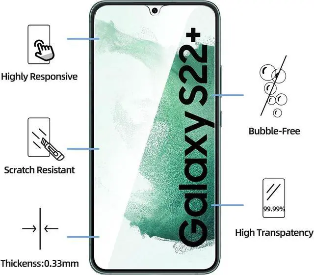 Alt view image 2 of 7 - NEWC 3 Pack Designed for  Galaxy S22+ / S22 Plus Screen Protector Tempered Glass Case Friendly Anti Scratch Bubble Free Ultra Resistant