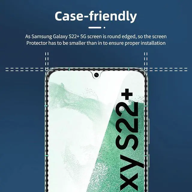 Alt view image 3 of 7 - NEWC 3 Pack Designed for  Galaxy S22+ / S22 Plus Screen Protector Tempered Glass Case Friendly Anti Scratch Bubble Free Ultra Resistant