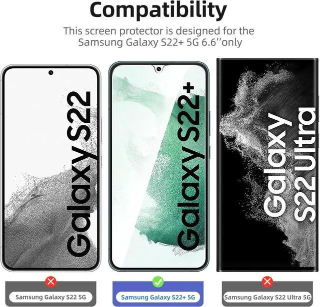 Alt view image 5 of 7 - NEWC 3 Pack Designed for  Galaxy S22+ / S22 Plus Screen Protector Tempered Glass Case Friendly Anti Scratch Bubble Free Ultra Resistant