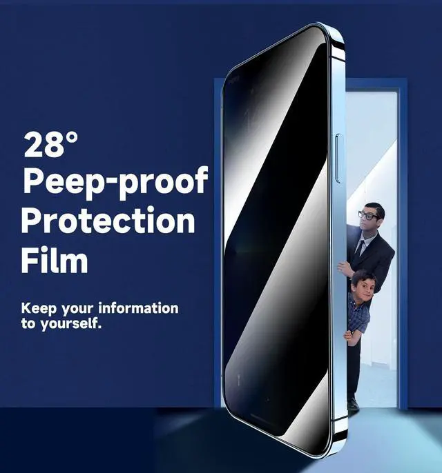 Alt view image 3 of 6 - 2 Pack for iPhone 14 Pro Max 6.7 inch Privacy Tempered Glass Screen Protector Auto Dust-Elimination Installation Easy Installation Bubble Free