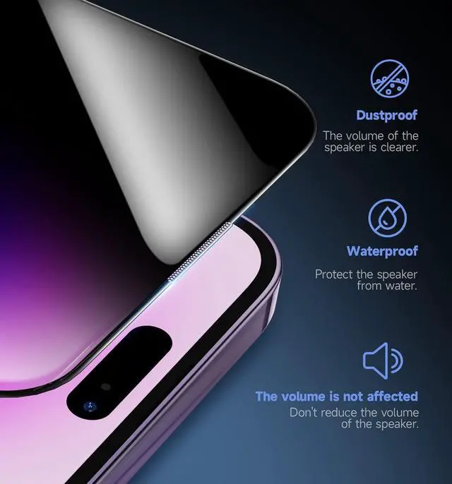 Alt view image 5 of 6 - 2 Pack for iPhone 14 Pro Max 6.7 inch Privacy Tempered Glass Screen Protector Auto Dust-Elimination Installation Easy Installation Bubble Free