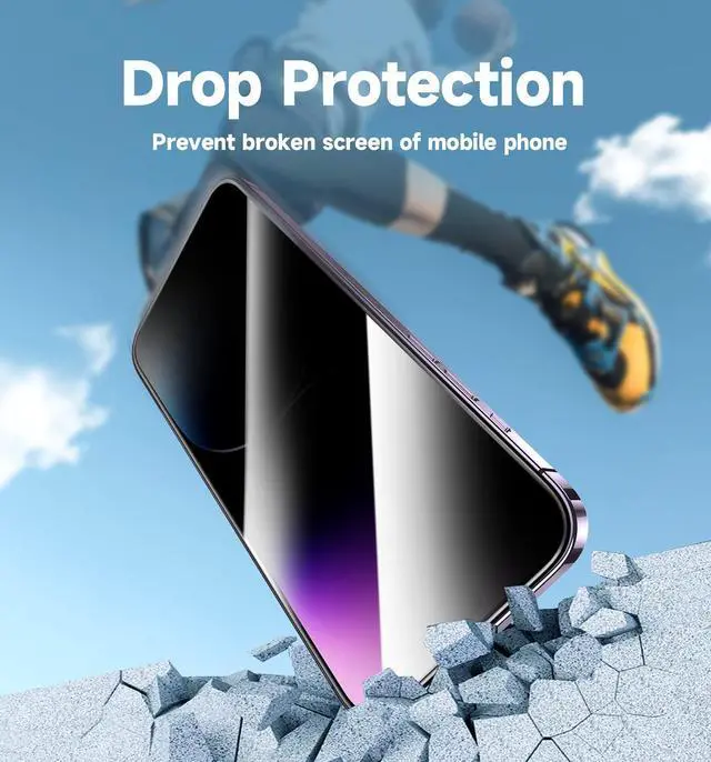 Alt view image 6 of 6 - 2 Pack for iPhone 14 Pro Max 6.7 inch Privacy Tempered Glass Screen Protector Auto Dust-Elimination Installation Easy Installation Bubble Free