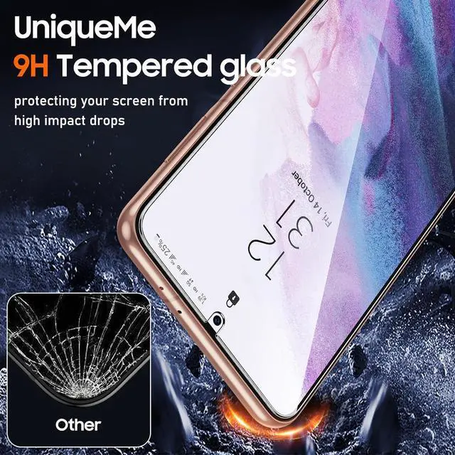Alt view image 3 of 7 - for  Galaxy S21 Plus Screen Protector 9H Hardness Fingerprint Unlock  S21+ Tempered Glass + Camera Lens Protector with Easy installation Frame - 6.7 inch [ 2+2 Pack ]