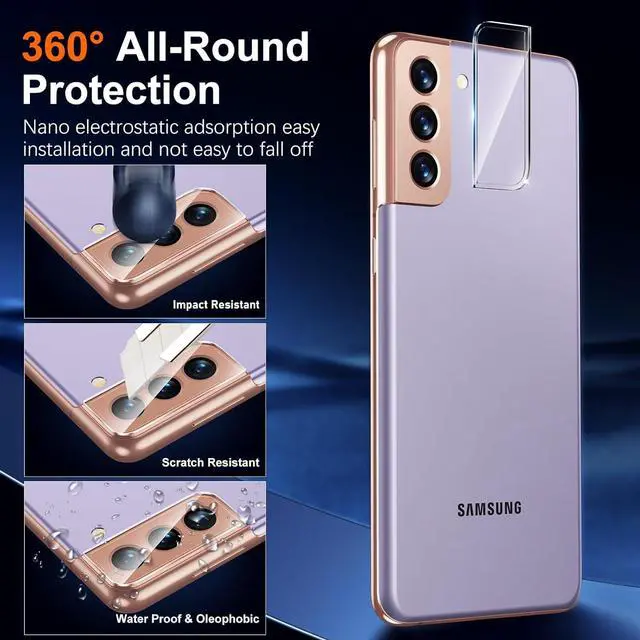 Alt view image 4 of 7 - for  Galaxy S21 Plus Screen Protector 9H Hardness Fingerprint Unlock  S21+ Tempered Glass + Camera Lens Protector with Easy installation Frame - 6.7 inch [ 2+2 Pack ]