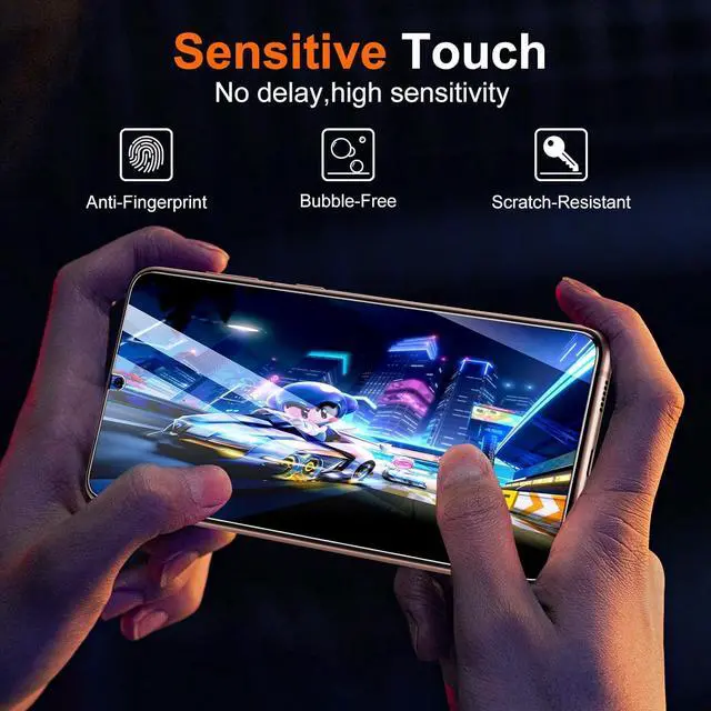 Alt view image 5 of 7 - for  Galaxy S21 Plus Screen Protector 9H Hardness Fingerprint Unlock  S21+ Tempered Glass + Camera Lens Protector with Easy installation Frame - 6.7 inch [ 2+2 Pack ]