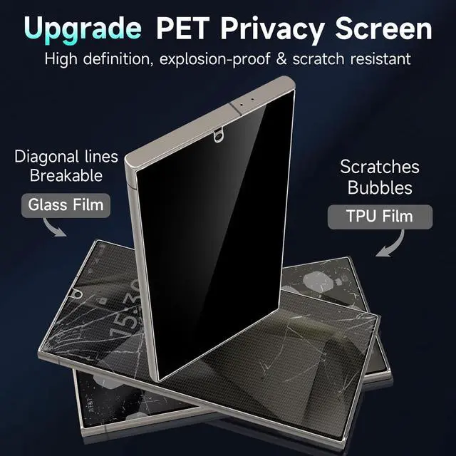 Alt view image 4 of 6 - EZ Unlock for  Galaxy S24 Ultra Privacy Screen Protector [0.1S Ultrasonic Fingerprint Support] [Not Glass] 25 Anti Spy Private S24 Ultra Screen Protector Case Friendly 2 Pack