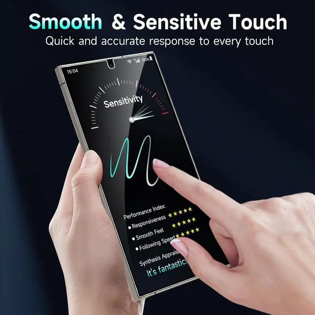 Alt view image 5 of 6 - EZ Unlock for  Galaxy S24 Ultra Privacy Screen Protector [0.1S Ultrasonic Fingerprint Support] [Not Glass] 25 Anti Spy Private S24 Ultra Screen Protector Case Friendly 2 Pack