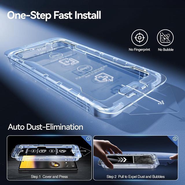 Alt view image 2 of 7 - [3+3 Pack for Google Pixel 6A Screen Protector with Camera Lens Protector Finger Print Reader Compatible Fast & Easy Installation Clear 9H Tempered Glass Film Alignment Frame