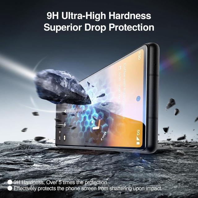 Alt view image 6 of 7 - [3+3 Pack for Google Pixel 6A Screen Protector with Camera Lens Protector Finger Print Reader Compatible Fast & Easy Installation Clear 9H Tempered Glass Film Alignment Frame