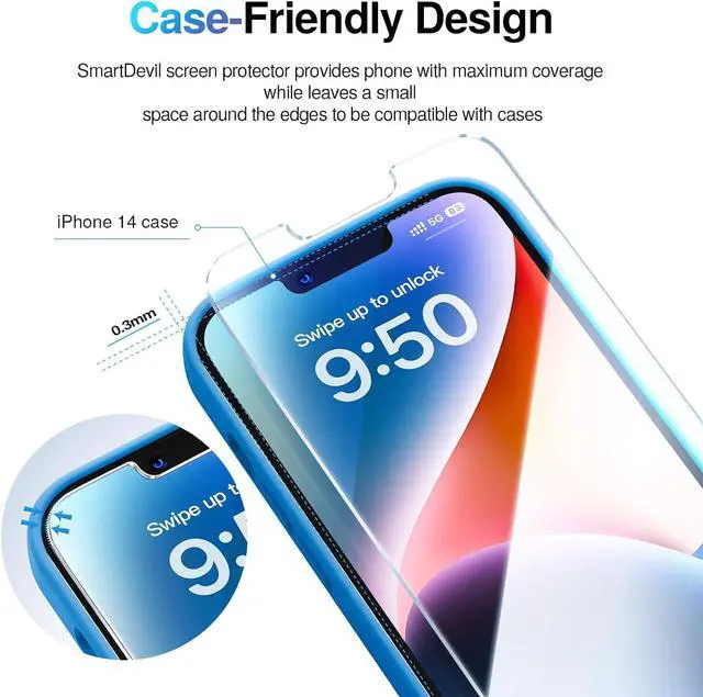 Alt view image 5 of 6 - 3 Pack Screen Protector for iPhone 13 / iPhone 13 Pro/iPhone 14 (6.1 Inch) Tempered Glass HD Clear Film Easy Installation Dust-Free & Bubble-Free