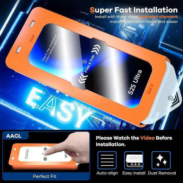 Alt view image 3 of 6 - 3-Pack for  Galaxy S25 Ultra Screen Protector Tempered Glass 9H Glass for S25 Ultra Screen Protector 5G [Fast Alignment Tool] [Bubble Free] [6.9 Inch]