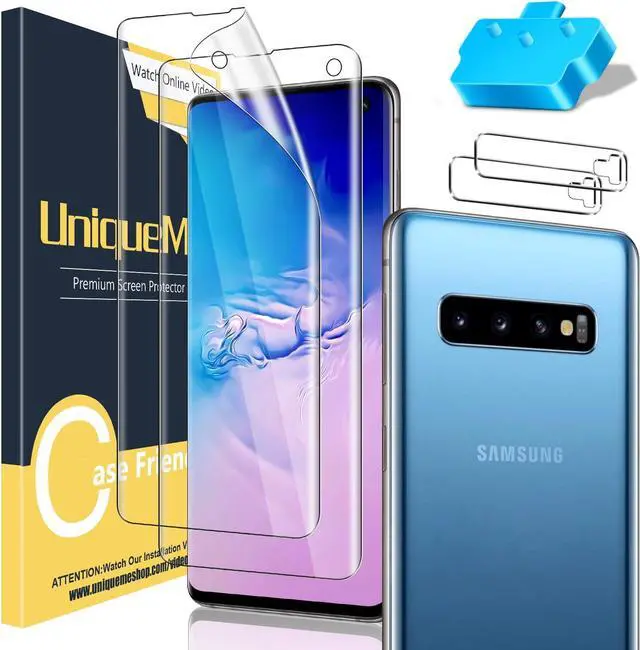 Main image of [2+2 Pack] Unique Me Compatible with  Galaxy S10 Full Coverage Flexible TPU Screen Protector and Camera Lens Protector Not Fit for  S10 Plus