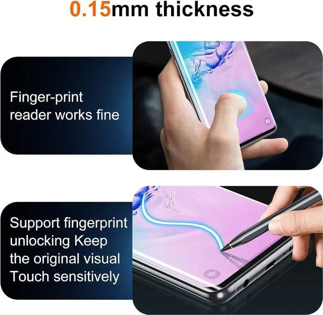 Alt view image 6 of 7 - [2+2 Pack] Unique Me Compatible with  Galaxy S10 Full Coverage Flexible TPU Screen Protector and Camera Lens Protector Not Fit for  S10 Plus