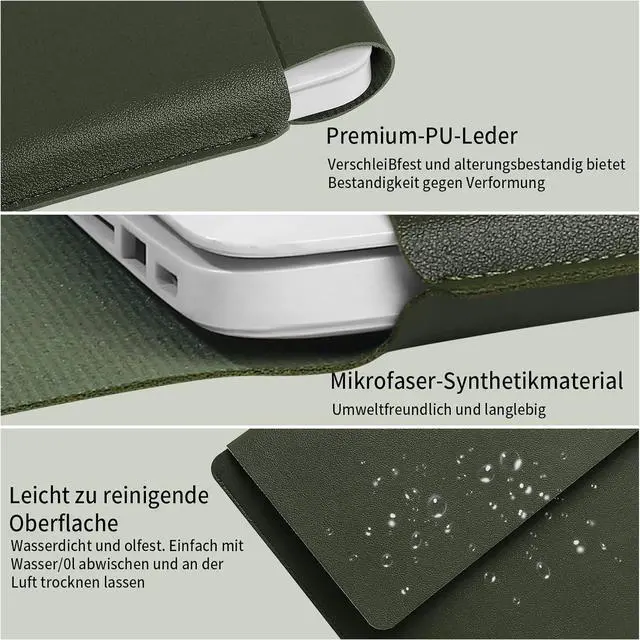 Alt view image 4 of 7 - 13.3-14 Laptop Sleeve Padded Laptop Case Thin Portable Versatile Laptop Case Bag Compatible with Laptop 2022 Pro 14 inch/2015 Pro 13.3 inch/2015 Air 13.3 inch (Dark Green)