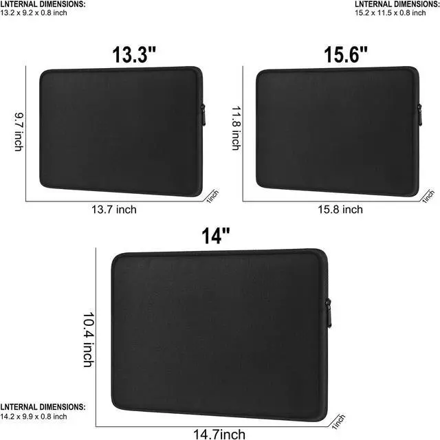 Alt view image 5 of 7 - Laptop Case Sleeve 14 Inch Shockproof Protective Traveling Computer Cover Water Resistant Portable Laptop Carrying Bag Compatible for  HP   MacBook Air/Pro Black