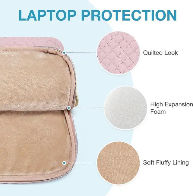 Alt view image 5 of 7 - Protective Sleeve case Compatible with MacBook Pro 16 Inch 15.6 inch HP   Aspire  Notebook Laptop with Shoulder Strap Pocket Handle Pink