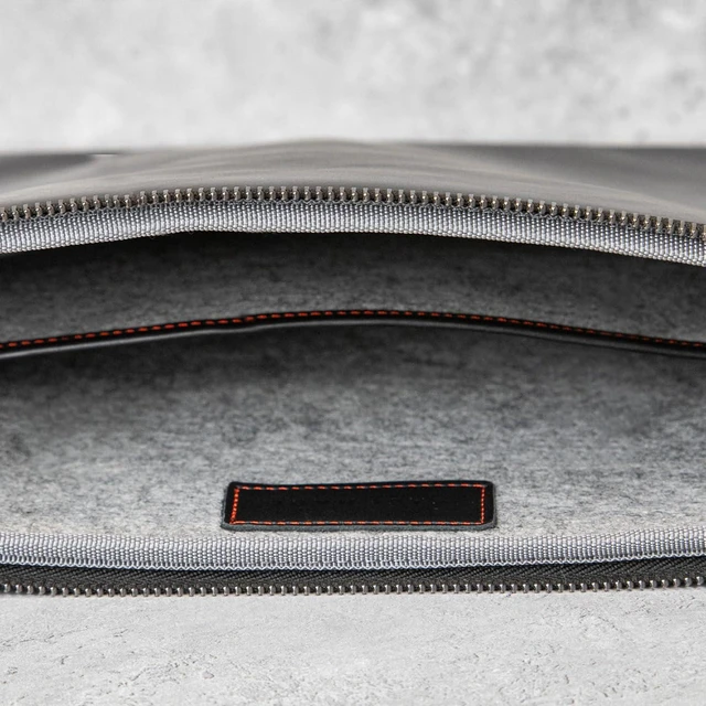 Alt view image 4 of 7 - Real Leather Zipped Folio Laptop Case with Inner Pocket & Wool Lining, Compatible with MacBook, HP & Lenovo (16-Inch, Black)