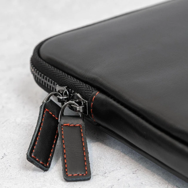 Alt view image 5 of 7 - Real Leather Zipped Folio Laptop Case with Inner Pocket & Wool Lining, Compatible with MacBook, HP & Lenovo (16-Inch, Black)