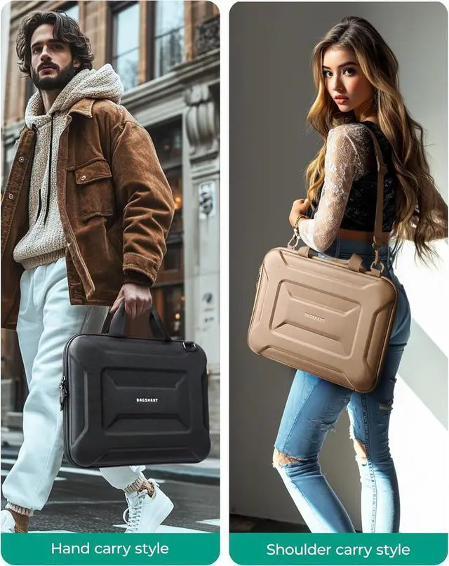 Alt view image 2 of 7 - 15.6-16 inch Laptop Computer Case with Strap Shockproof Waterproof Laptop Bag with Sturdy Handle Carrying Laptop Sleeve for 15  HP MacBook ProsBlack