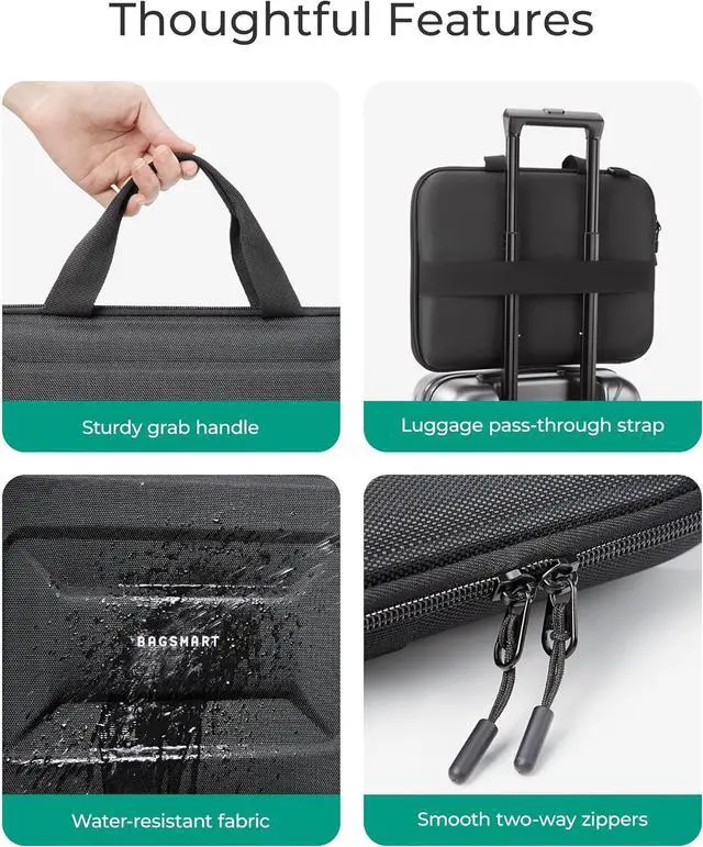 Alt view image 5 of 7 - 15.6-16 inch Laptop Computer Case with Strap Shockproof Waterproof Laptop Bag with Sturdy Handle Carrying Laptop Sleeve for 15  HP MacBook ProsBlack
