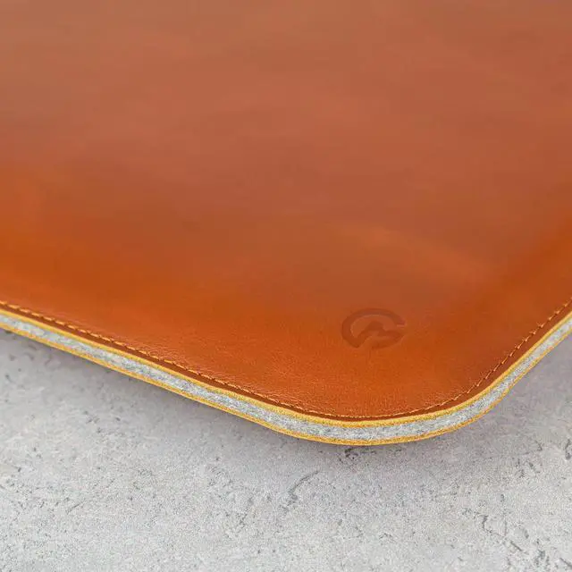 Alt view image 6 of 7 - Real Leather Laptop Sleeve for MacBook Pro & Air Fits 13 14 15 & 16 Inch - Genuine Full Grain Leather with Soft Wool Lining (14-inch Pro M1/M2/M3/M4)