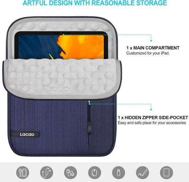 Alt view image 4 of 6 - iPad Mini 7 Sleeve iPad Mini Case Bag Tablet Sleeve Case for iPad Mini 7 (A17 Pro)/6/5/4/3/2  Galaxy Tab A7 Lite 8.7 / Galaxy Tab A 8.0 Protective Tablet Bag Water Repellent Blue