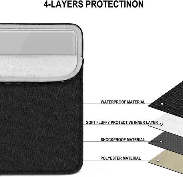 Alt view image 3 of 7 - Laptop Sleeve Case 14 inch Traveling Water Resistant Carrying Notebook Bag with Pocket Shockproof Protective Laptop Cover Compatible for 14 Inch MacBook Air/Pro HP     Black