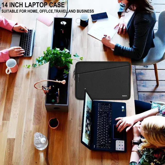 Alt view image 6 of 7 - Laptop Sleeve Case 14 inch Traveling Water Resistant Carrying Notebook Bag with Pocket Shockproof Protective Laptop Cover Compatible for 14 Inch MacBook Air/Pro HP     Black