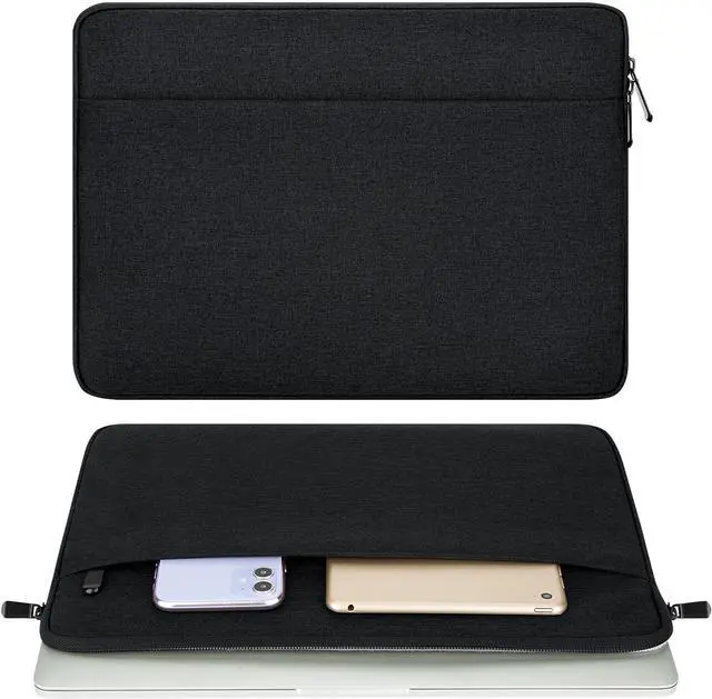 Alt view image 2 of 7 - Laptop Sleeve Case with Accessory Pocket Padded Computer Carrying Pouch 13 to 14 inches Compatible with MacBook HP   Protective Laptop Cover for 13-14 Chromebook/Notebook/Tablet Black
