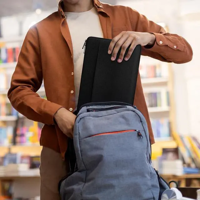 Alt view image 6 of 7 - Laptop Sleeve Case with Accessory Pocket Padded Computer Carrying Pouch 13 to 14 inches Compatible with MacBook HP   Protective Laptop Cover for 13-14 Chromebook/Notebook/Tablet Black