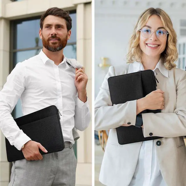 Alt view image 7 of 7 - Laptop Sleeve Case with Accessory Pocket Padded Computer Carrying Pouch 13 to 14 inches Compatible with MacBook HP   Protective Laptop Cover for 13-14 Chromebook/Notebook/Tablet Black