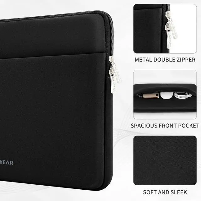 Alt view image 2 of 7 - RAINYEAR Laptop Sleeve Case 17 Inch Protective Portable Case with Front Pocket Briefcase Handbag Computer Carrying Bag Laptop Bag Compatible for HP//// Black