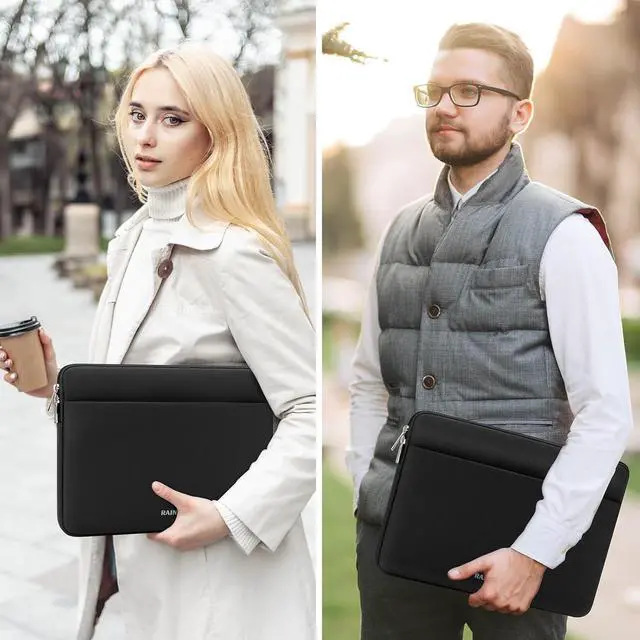 Alt view image 7 of 7 - RAINYEAR Laptop Sleeve Case 17 Inch Protective Portable Case with Front Pocket Briefcase Handbag Computer Carrying Bag Laptop Bag Compatible for HP//// Black