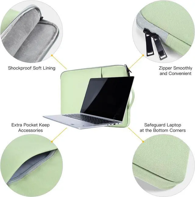 Alt view image 4 of 7 - Laptop Sleeve Case 15.6 16 Inch Carrying Computer Bag for  HP   Chromebook Laptop Notebook Aspire/ Inspiron/HP Pavilion/HP Victus 15/ Zenbook Green