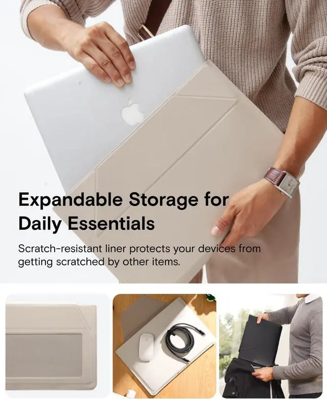 Alt view image 5 of 6 - MOFT Laptop Bag Sleeve for MacBook Computer Expandable Storage, Two Adjustable Angles, Ultra-Slim Stylish Pieces Laptop Case, Night Black, 16"