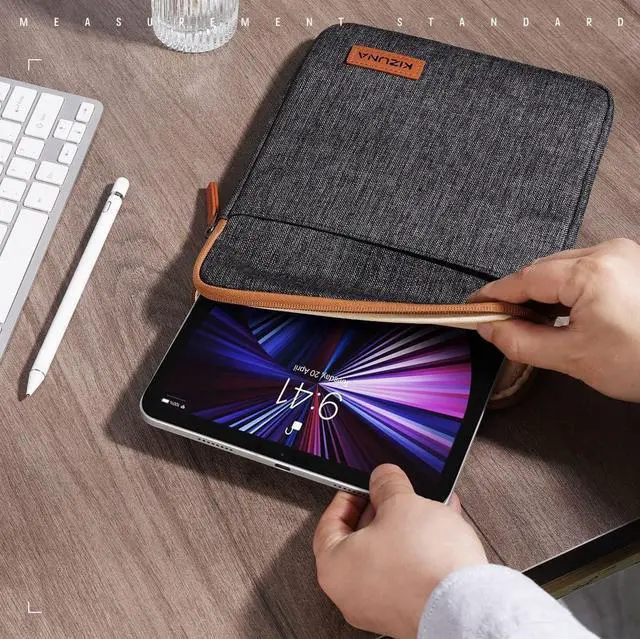 Alt view image 5 of 7 - 9.7-10 Inch Tablet Sleeve Water Resistant Laptop Bag for 9.7 10.5 11 iPad Pro/ 10.2 iPad/10 Surface Go/ MediaPad M5 Pro/10.5  Galaxy Tab A S6/ Smart/ -Brown