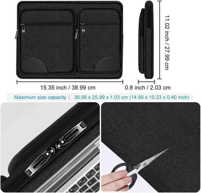 Alt view image 2 of 6 - Laptop Case 15 15.6 16 inches Sleeve with 5 Pockets Compatible with MacBook Pro 16 inch 2025-2019 M4 M3 M2 M1 Mac 15.4 and Most 15-16 inch NotebooksB01BK07