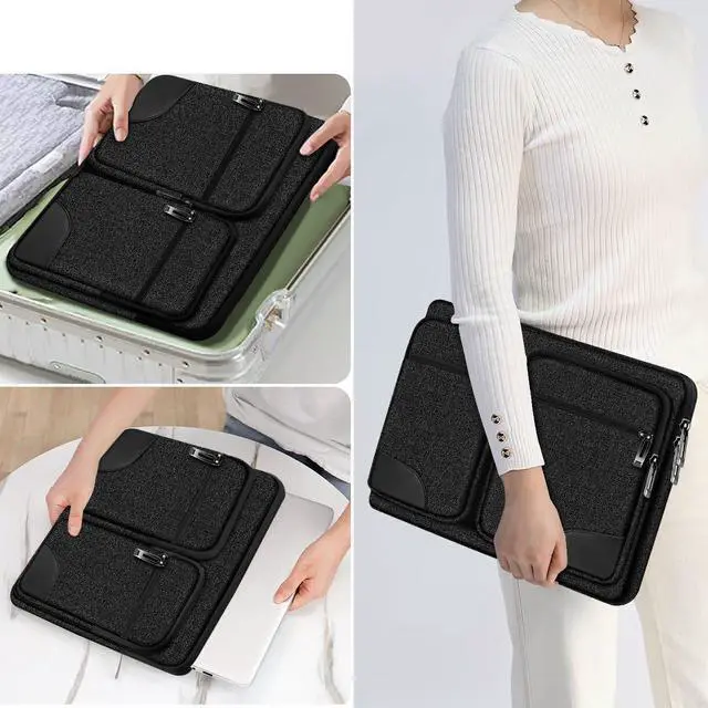 Alt view image 6 of 6 - Laptop Case 15 15.6 16 inches Sleeve with 5 Pockets Compatible with MacBook Pro 16 inch 2025-2019 M4 M3 M2 M1 Mac 15.4 and Most 15-16 inch NotebooksB01BK07